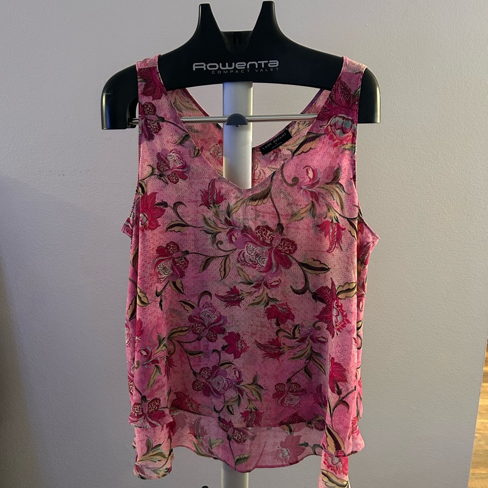 Lane Bryant vibrant beautiful floral layered feminine sleeveless blouse
